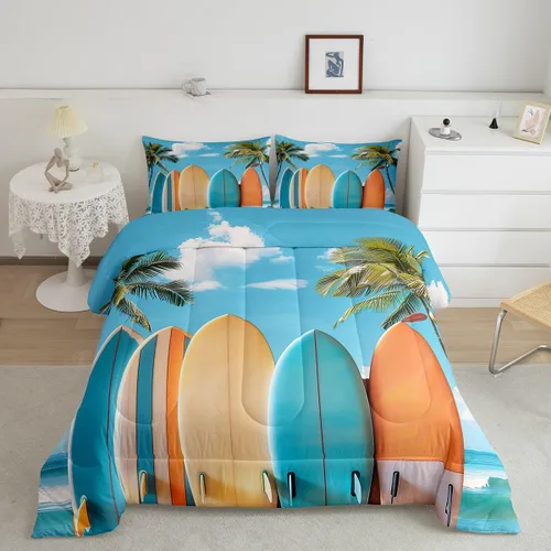 Vista 17 de Erosebridal Blue Ocean - Juego de edredón tamaño individual Juego de ropa de cama de ballena delfín y tortuga marina para niños y niñas, juego