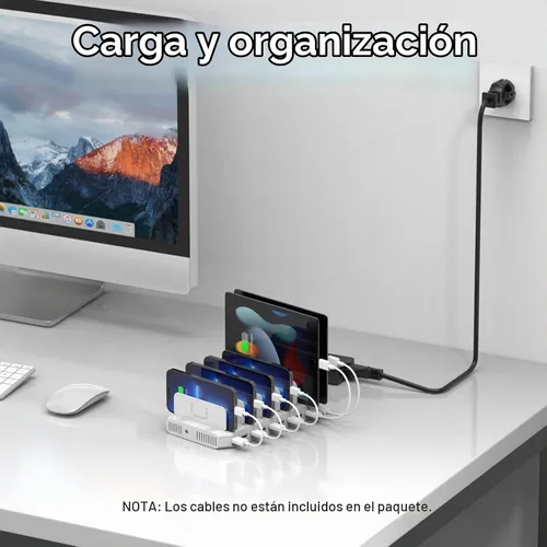 Vista 5 de Unitek Estación de carga de 10 puertos, organizador de cargador USB para múltiples dispositivos Multi Charging Dock Smart IC Tech Adjustable