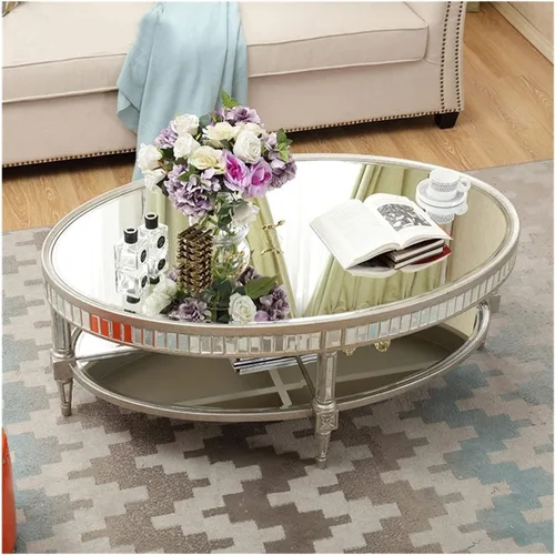 Vista 8 de Mesa de té para sala de estar, mesas de café ovaladas para sala de estar, mesa de centro de 43.3/47.2/51.1 pulgadas con parte superior de espejo