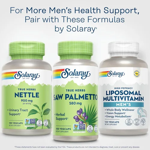 Vista 6 de SOLARAY Saw Palmetto Berries 580mg - Suplementos de bienestar para hombres - Saw Palmetto para hombres a medida que envejecen - 3 cápsulas vegetales