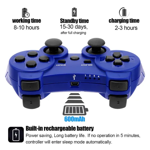 Vista 39 de Ceozon PS3 Controller Wireless 2 Pack Gamepad Compatible for PS3 Remote Joystick with Charging Cables Black and Black