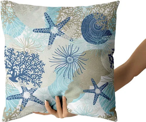 Vista 3 de Kawani Fundas de almohada náuticas costeras 18x18 en fundas de almohada decorativas para sofá con temática de playa y océano, juego de 2 almohadas