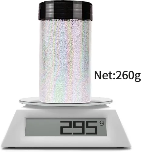 Vista 3 de Brillantina fina holográfica para manualidades de resina epoxi, alta capacidad de 7.12 oz, para arte de uñas, maquillaje corporal, vasos de joyería