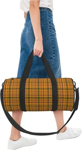 Vista 5 de Large Duffle Bag for Travel - Retro Orange Plaid Print Gym Bag for Women Men, Travel Foldable Bags for Women Men with Zippered Multiple Pockets