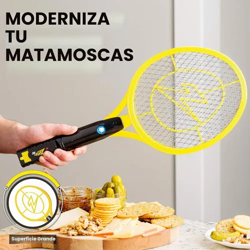 Vista 3 de ZAP IT! Raqueta matamoscas eléctrica recargable con atracción de luz azul Amarillo