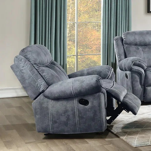 Vista 2 de Acme Zubaida - Sofá reclinable tapizado horizontal de terciopelo en 2 tonos gris