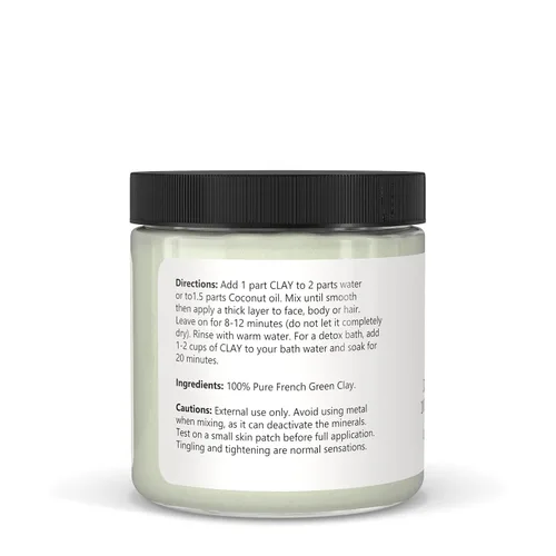 Vista 7 de Clearly CLAY, limpieza profunda de poros, máscara facial suavizante de la piel, polvo de arcilla verde francesa 100% pura para acné, puntos negros