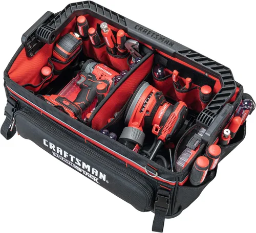 Vista 6 de CRAFTSMAN TRADESTACK Bolsa de herramientas del sistema, bolsa de herramientas de boca abierta resistente, parte inferior dura impermeable, mango