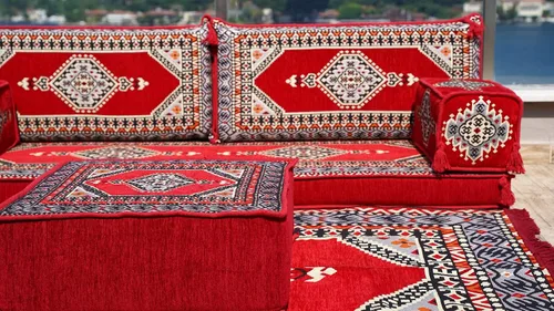 Vista 3 de Red Arabic Floor Sofa, Traditional Floor Couch Set, Sectional Sofas, Arabic Floor Sofa Set, Yoga Meditation Mat, Futon Sofa Bed, Futon Sofas