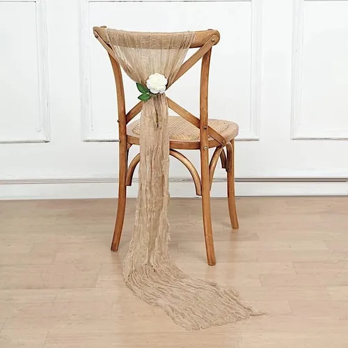 Vista 2 de 5 fajas de gasa beige para silla de algodón, para bodas, fiestas, eventos, recepción, catering, suministros de decoración para el hogar