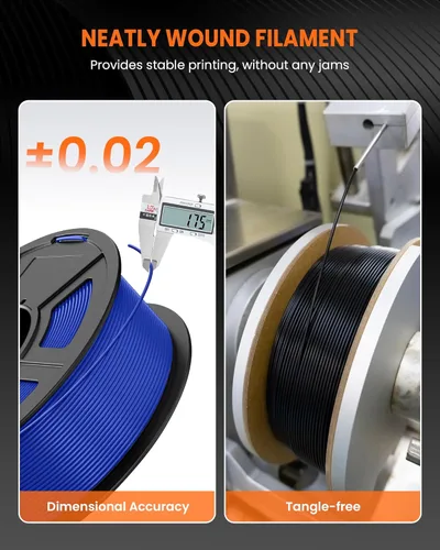 Vista 8 de TECBEARS Filamento PLA 1.75mm, Filamento de impresora 3D enrollado cuidadosamente, precisión dimensional +/- 0.02 mm, carrete de 1 kg (2.2 lbs)