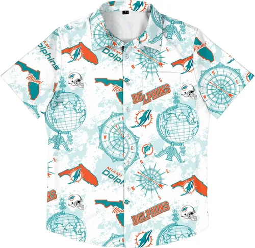 Vista 4 de FOCO Men's NFL Team Logo Floral Aloha Tropical Mercader Button Up Shirt