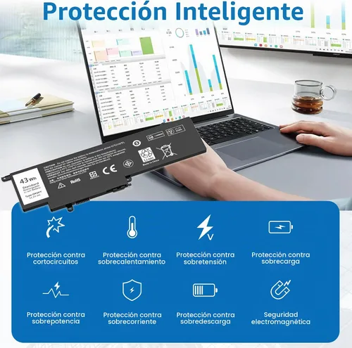Vista 5 de Batería para portátil GK5KY de 43Wh Negro-1