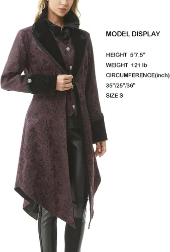 Vista 6 de SUPLEAP Chaqueta steampunk gótica medieval victoriana para mujer