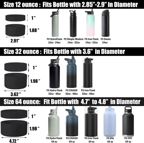 Vista 3 de Greant Funda protectora doble para botella de agua compatible con Hydro Flask, funda flexible de silicona compatible con funda Hydroflask, funda