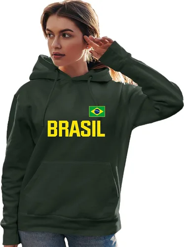 Vista 3 de Go All Out Sudadera con capucha Team Brasil Flag Pride para hombre y mujer