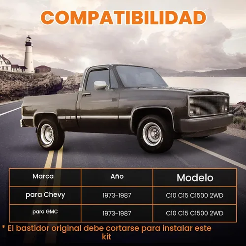 Vista 6 de Kit de muesca en C trasera para Chevrolet C10 C15 C1500 1973-1987 2WD, para GMC C10 C15 C1500 1973-1987 2WD