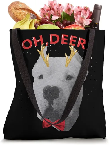 Vista 4 de Oh Deer Dogo Argentino - Bolso de mano con lazo rojo