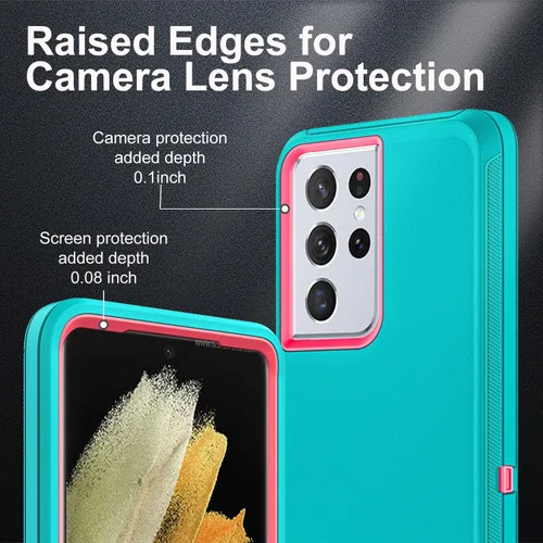 Vista 3 de YKHJKLEC Funda para Samsung Galaxy S21 Ultra, con 2 piezas [protector de pantalla de TPU flexible autorreparable y protector de lente de cámara]