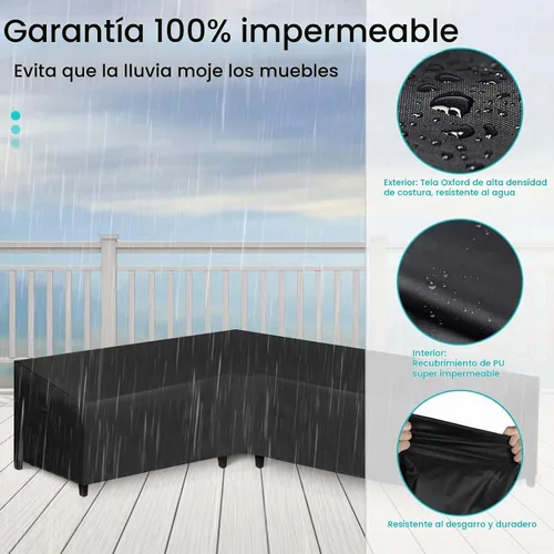 Vista 4 de WLEAFJ Funda de sofá modular para patio en forma de L, impermeable, de alta resistencia para exteriores con ventilación, con orientación a