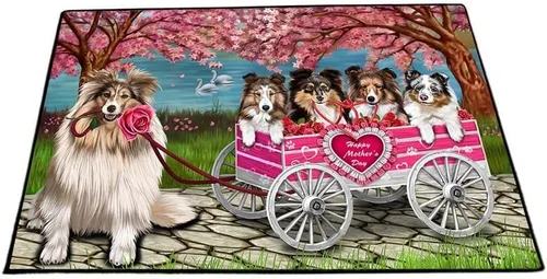 Vista 14 de Doggie of the Day Shetland Sheepdogs Floor Mat - Carnival Kissing Booth - Best Dog Doormat - Protector Decor - Unique Portrait Art - Premium Quality