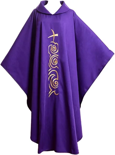 Vista 4 de BLESSUME Vestiduras de casulla Iglesia púrpura sacerdote ropa