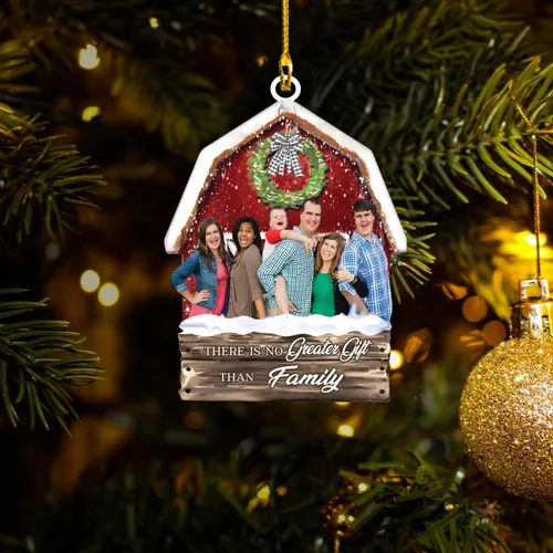 Vista 3 de Árbol de Navidad familiar con foto personalizada, adorno fotográfico personalizado, para papá, mamá, abuela, abuelo, hermana, hermano, marido