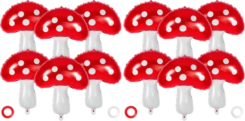 Vista 8 de 6 globos con forma de hongo, globos de Mylar de 31 pulgadas, bonitos globos de cumpleaños en forma de hongo para decoración de fiestas temáticas