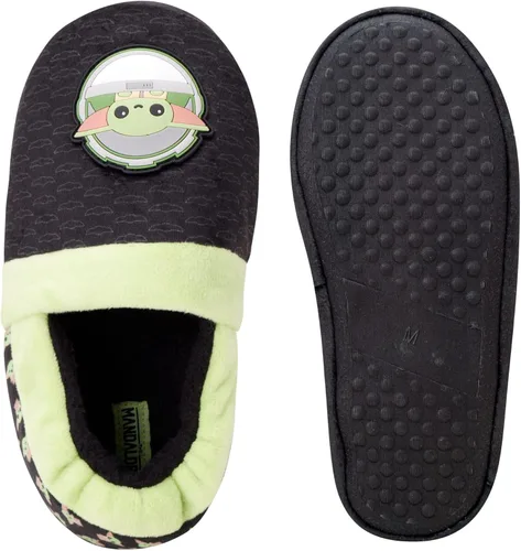 Vista 5 de Disney Pantuflas de Star Wars para niños pantuflas peludas de Mandalorian Baby Yoda suela antideslizante niños pequeñosgrandes