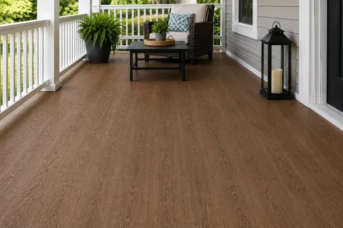 Vista 4 de d-c-fix Rollo de Suelo para Exteriores - Madera de Roble Marrón - 6' x 12', 72 pies cuadrados - Cubierta de Suelo Impermeable y para Todo Clima
