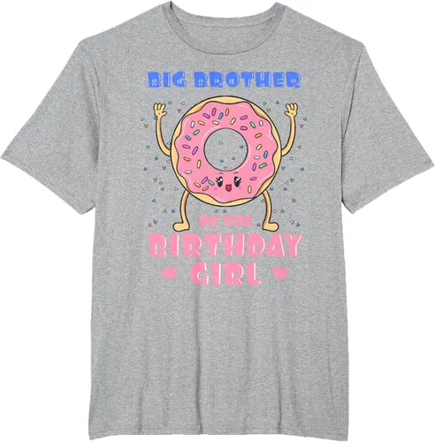 Vista 48 de Big Brother Of The Birthday Girl Donut Bday Party Bro Sib Camiseta, Negro, S