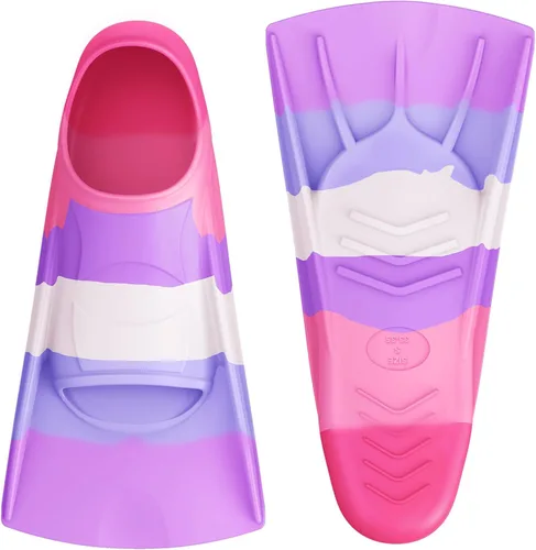 Vista 8 de Gintenco Aletas de Natación, Aletas de Natación para Niños para Natación de Vueltas, Aletas de Tamaño de Viaje con Bolsa de Malla, Aletas