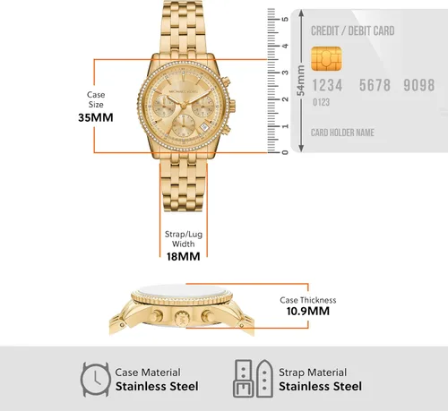 Vista 5 de Michael Kors Bryant - Reloj cronógrafo para mujer de acero inoxidable y cristal pavé