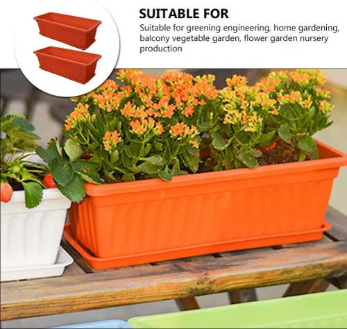 Vista 3 de DOITOOL Macetas rectangulares para plantas de interior, 2 unidades, macetas de ventana para patio, macetas para exteriores, rectangulares