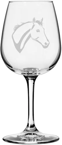 Vista 62 de Abaco Barb Body Horse - Copa de vino grabada multiusos (12.75 onzas) Unique Gifts for Horse Lovers, Personalized Wine Glasses, All-Purpose