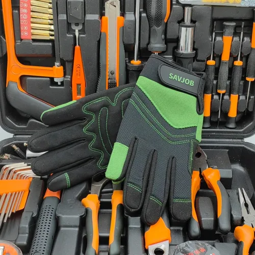 Vista 4 de Guantes de trabajo de seguridad para hombres y mujeres, guantes de trabajo utilitarios, guantes de mecánico, guantes de trabajo de patio, ajuste
