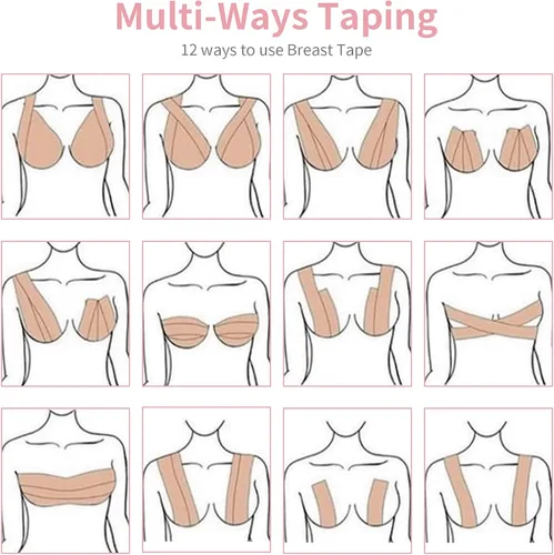 Vista 4 de Deilin Boob Tape Boobytape Breast Lift Tape 2 Pcs Petal Nipple CoverBob Tape Fit for Any Type of Clothing and A-D Cup