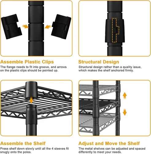 Vista 7 de Ulif E7 - Perchero para ropa, sistema de almacenamiento de ropa resistente con barras extensibles, perchero de metal con 6 estantes de alambre