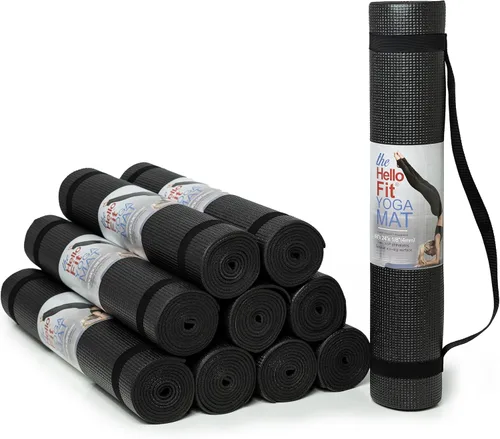 Vista 9 de Paquete de 10 tapetes de yoga con correa de transporte, tapete de ejercicio antideslizante de 68 x 24 pulgadas, tapete de gimnasio de 0.157 pulgadas