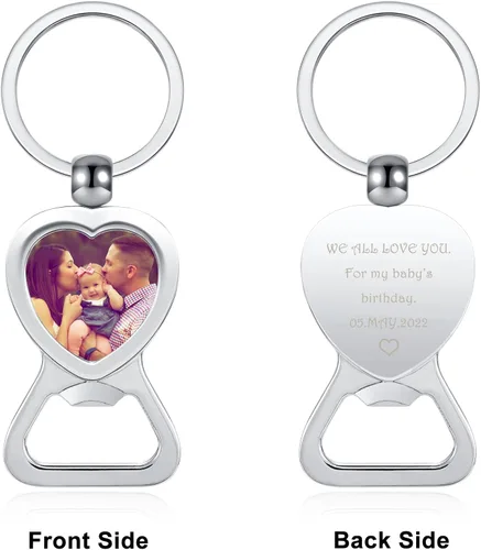 Vista 2 de Personalized Master Llavero de abridor personalizado, llavero de fotos de color, accesorios de joyería para hombres, papá, cumpleaños, regalos