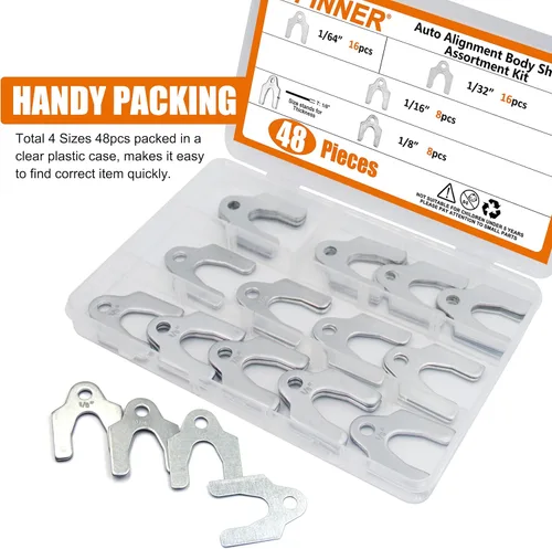 Vista 4 de ISPINNER Kit surtido de 48 piezas de alineación automática, cuñas universales de 1/64" 1/32" 1/16" 1/8" para ajustar partes del cuerpo o alineación