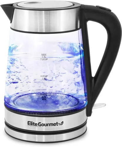 Vista 8 de Elite Gourmet EKT8690X - Tetera eléctrica de 1.7 L, 1500 W, calentador de agua caliente, sin BPA, hervir rápido, ventana de nivel de agua y apagado