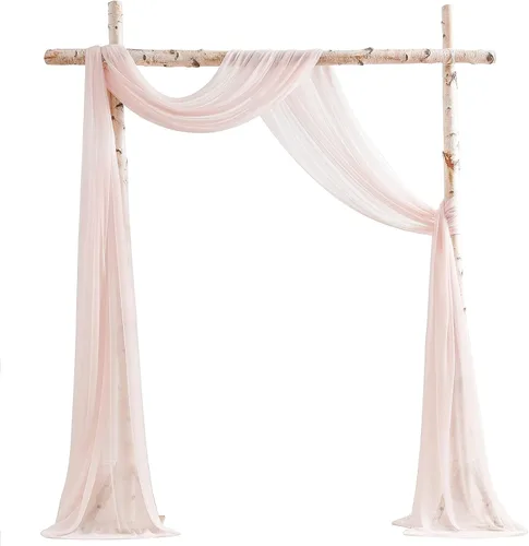 Vista 12 de Floroom Tela drapeada de arco de boda, 2 paneles de 19 pies, cortinas de tela de gasa blanca, decoración de ceremonia de boda, recepción