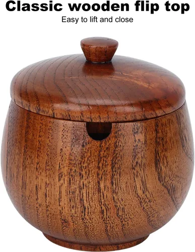 Vista 5 de GLOGLOW Wood Jar, Sour Jujube Wood Seasoning Box for Sauces for Kitchen (Large lacquer)