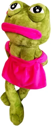Vista 6 de Juguete de peluche de rana mágica y emotiva muñeca meme de rana, cristal de 17.7 pulgadas, ultra suave, lindo regalo para el hogar, juguete