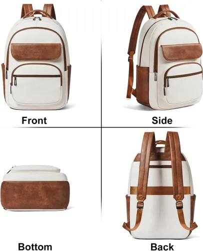 Vista 6 de Leresas Mochila de 37L para mujeres y hombres, bolsa de profesor, mochila de viaje de trabajo, mochila de cuero vegano para computadora portátil