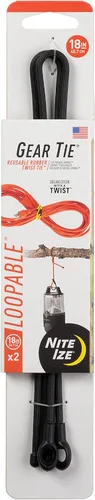 Vista 12 de Nite IZE Gear Tie Loopable, el original lazo de goma reutilizable con lazo integrado resistente, 12 pulgadas, negro, paquete de 2, fabricado