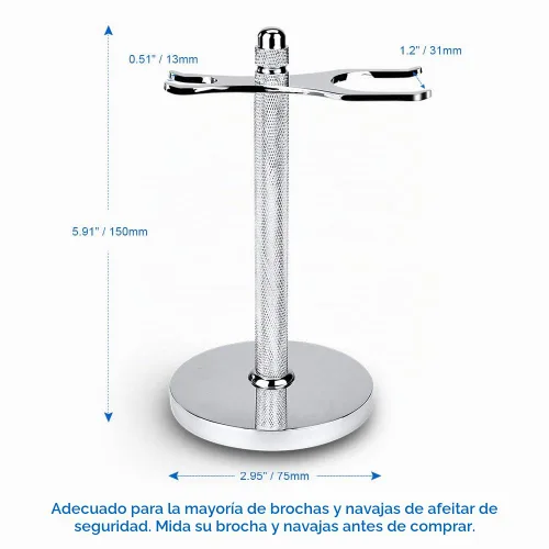 Vista 5 de Soporte de seguridad para afeitar y cepillo de afeitar, aberturas extra anchas, base más ancha, aspecto varonil