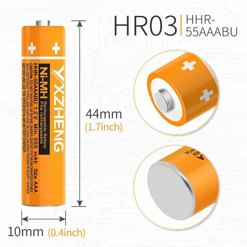 Vista 8 de 4 unids HHR-55AAABU AAA 1.2 V batería para Panasonic teléfono inalámbrico teléfono DECT 6.0 550mAh recargable NI-MH