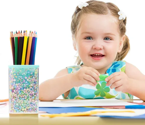 Vista 6 de Outus 4 piezas de lindo soporte para bolígrafos de burbujas para niños, soporte para lápices kawaii, organizador de artículos de escritorio, soporte